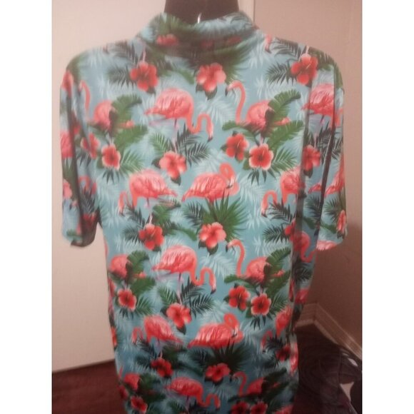 YATTA Golf Vibrant Floral Flamingo AOP Performance Golf Polo Mens 2XL Stretch - Picture 7 of 12